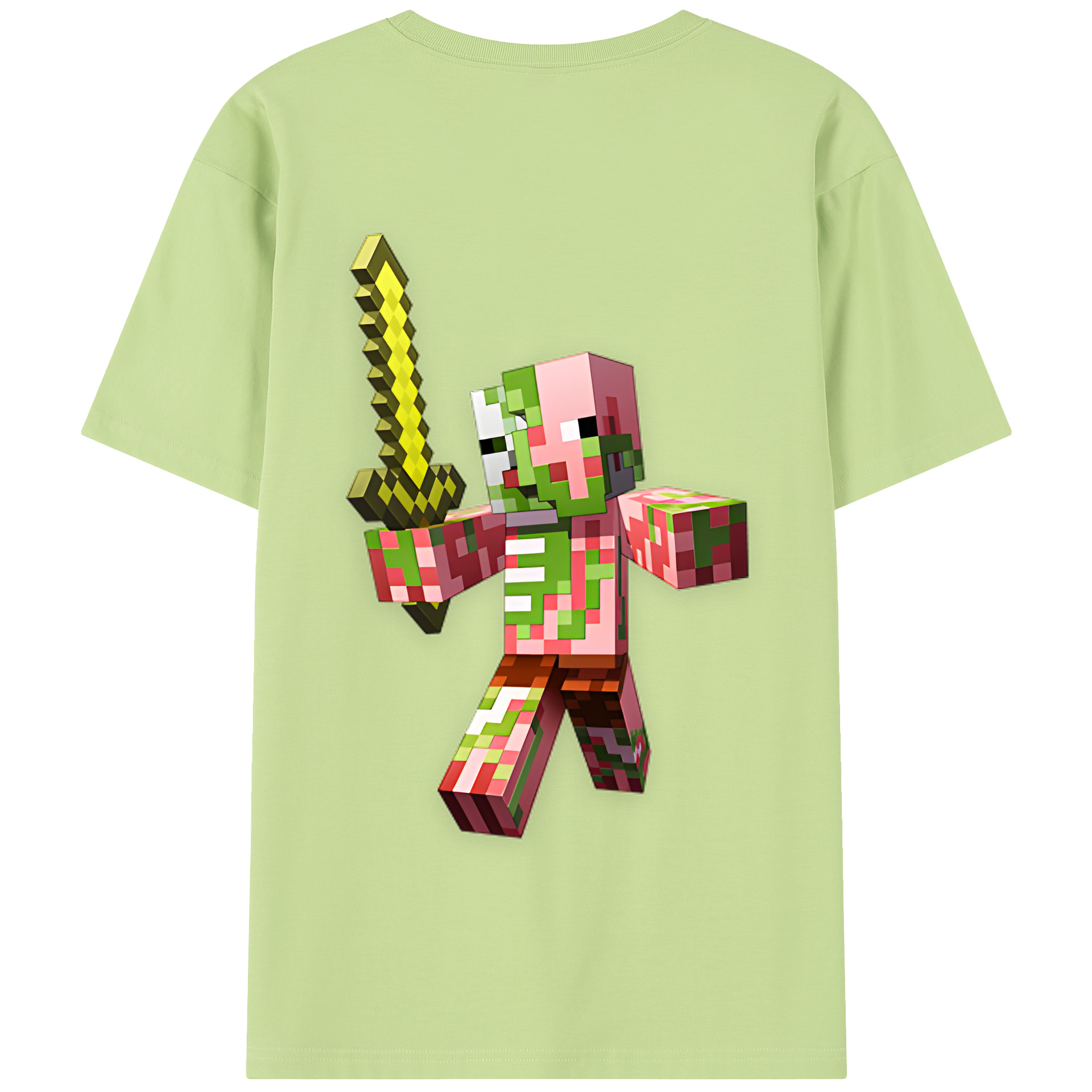 （画像用） マインクラフト ブロックの世界 Minecraft MC Block world 綿100％半袖Tシャツ（背面プリント）